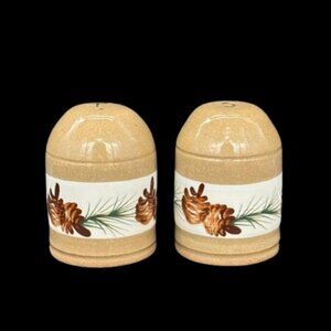 Vintage Mill Creek Pottery Stoneware Pine Cone Motif Cabin Lodge Salt and Pepper